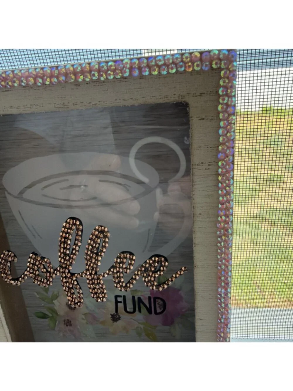 Coffee Fund Shadow Box Piggy Bank Home Decor New Beaded